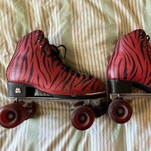 Moxi Red Zebra Print Roller Skates - Size 9/10